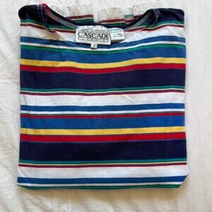 cascade classics Vintage 90s striped short sleeve multicolor shirt sz S oversize